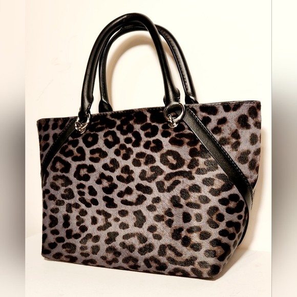 NWOT! Henri bendel purple leopard print Calf-hair Lafayette Satchel Crossbody - Picture 2 of 6